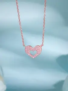 GIVA Girls Silver Rose Gold-Plated Necklace