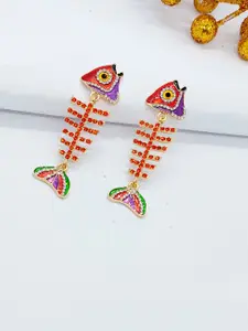 AVANT-GARDE PARIS Gold-Plated Rhinestone Fish Shaped Drop Earrings