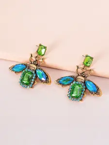 AVANT-GARDE PARIS Gold-Plated Rhinestone Butterfly Drop Earrings