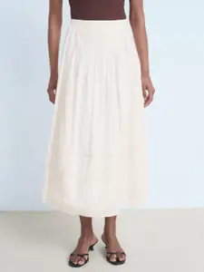 MANGO Pure Cotton Lace Insert A-Line Midi Skirt