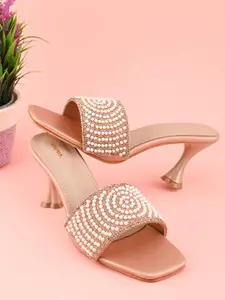 Anouk Women Embellished High-Top Slim Peep Toes With Beaded