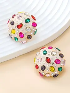 AVANT-GARDE PARIS Gold-Plated Rhinestone Circular Studs Earrings