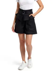 glitchez Women Regular Fit High-Rise Belted Shorts