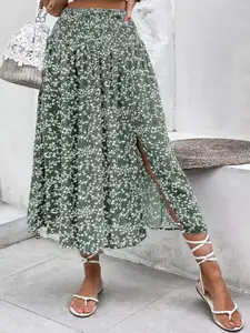 StyleCast Printed Flared Midi Skirt