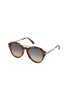 Tom Ford Women Blue Lens & Brown Oval Sunglasses with