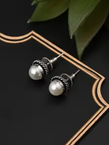 Anvik Silver-Plated Pearls Contemporary Studs Earrings