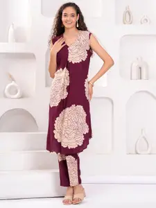 HIGHLIGHT FASHION EXPORT Printed Top With Trouser Co-Ords