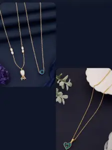 DressBerry Women Pack Of 3 Gold-Plated Necklaces