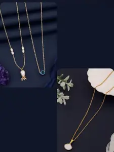 DressBerry Women Pack Of 3 Gold-Plated Necklaces