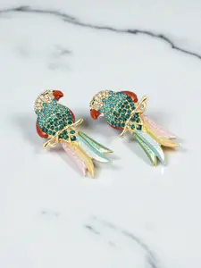 AVANT-GARDE PARIS Gold-Plated Rhinestone Parrot Shaped Drop Earrings