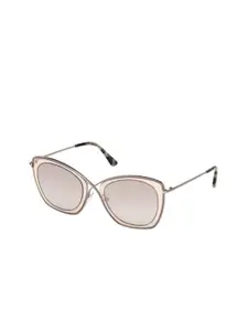 Tom Ford Women Purple Lens & Silver-Toned Oversized Sunglasses with