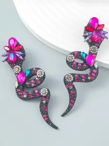 AVANT-GARDE PARIS Rhodium-Plated Rhinestone Snake Shaped Drop Earrings