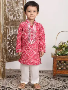 BAESD Boys Printed Regular Pure Cotton Kurta with Pyjamas