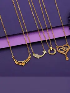 Anouk Set of 4 Brass Gold-Plated Necklace