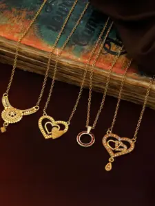 Anouk Pack of 4 Women Gold-Plated Chains With Pendants