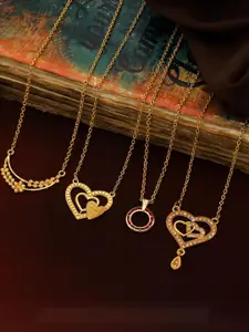 Anouk Set Of 4 Gold-Plated Brass Necklace