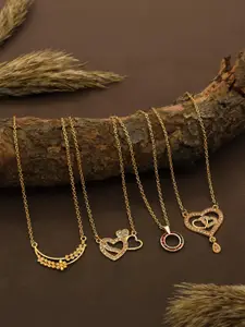 Anouk Set Of 4 Gold-Plated Brass Necklace