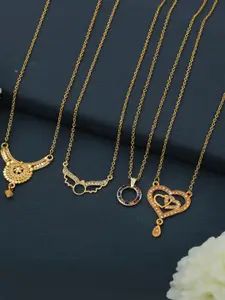 Anouk Brass Pack Of 4 Gold-Plated Chains With Pendant