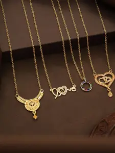 Anouk Women Set Of 4 Gold-Plated Brass Artificial Stones Ethnic Necklace