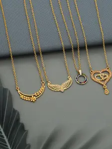 Anouk Women Set Of 4 Gold-Plated Brass Artificial Stones Ethnic Necklace