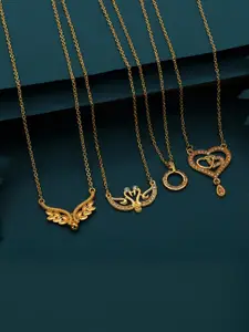 Anouk Women Set Of 4 Gold-Plated Brass Artificial Stones Ethnic Necklace