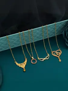 Anouk Set Of 4 Gold-Plated Brass Necklace