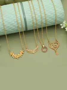 Anouk Brass Pack Of 4 Gold-Plated Chains With Pendant