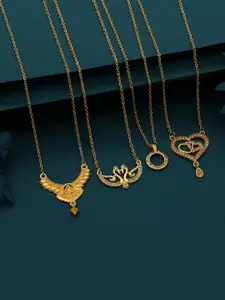 Anouk Set Of 4 Gold-Plated Brass Necklace
