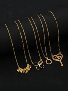 Anouk Set Of 4 Gold-Plated Brass Necklace