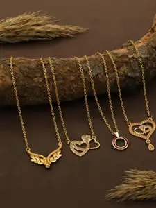 Anouk Set of 4 Brass Gold-Plated Necklace