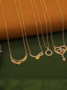 Anouk Pack of 4 Women Gold-Plated Chains With Pendants