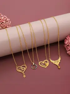 Anouk Set Of 4 Gold-Plated Brass Necklace