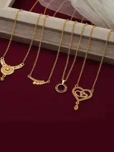 Anouk Set of 4 Brass Gold-Plated Necklace