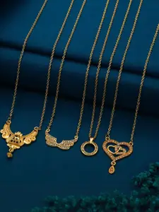 Anouk Women Set Of 4 Gold-Plated Brass Artificial Stones Ethnic Necklace