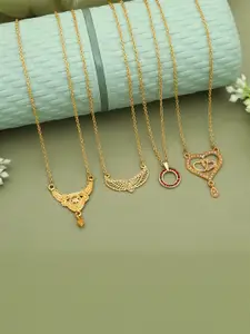 Anouk Set Of 4 Gold-Plated Brass Necklace