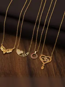 Anouk Pack of 4 Women Gold-Plated Chains With Pendants