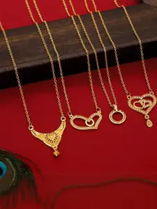 Anouk Set of 4 Brass Gold-Plated Necklace