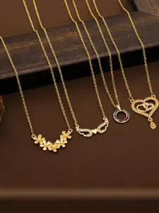 Anouk Set Of 4 Gold-Plated Brass Necklace