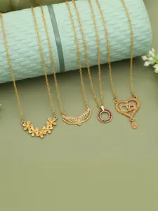 Anouk Women Set Of 4 Gold-Plated Brass Artificial Stones Ethnic Necklace