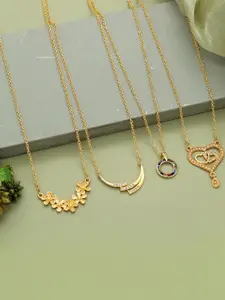 Anouk Women Set Of 4 Gold-Plated Brass Artificial Stones Ethnic Necklace