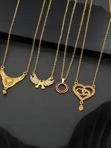 Anouk Pack of 4 Women Gold-Plated Chains With Pendants