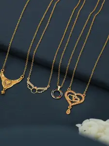 Anouk Brass Pack Of 4 Gold-Plated Chains With Pendant