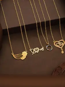 Anouk Set Of 4 Gold-Plated Brass Necklace