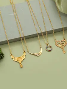 Anouk Brass Pack Of 4 Gold-Plated Chains With Pendant