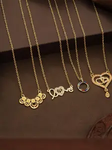 Anouk Women Set Of 4 Gold-Plated Brass Artificial Stones Ethnic Necklace