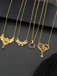 Anouk Women Set Of 4 Gold-Plated Brass Artificial Stones Ethnic Necklace