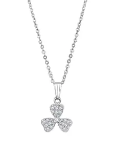 Anxvi Women Brass Rhodium-Plated American Diamond Flower Pendant With Chain