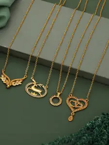 Anouk Set Of 4 Gold-Plated Brass Necklace