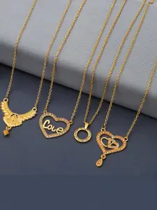 Anouk Set Of 4 Gold-Plated Brass Necklace
