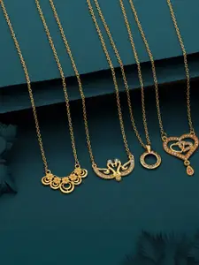 Anouk Women Set Of 4 Gold-Plated Brass Artificial Stones Ethnic Necklace